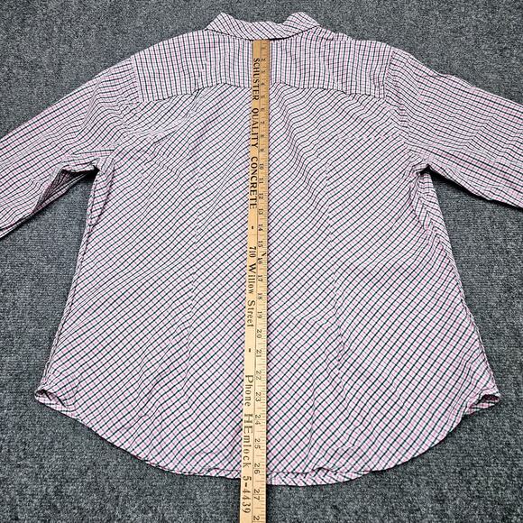 Eddie Bauer Button Down Shirt XL Pink Green Check Plaid Casual Outdoor - Picture 6 of 7